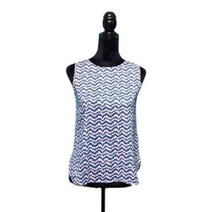 Ann Taylor Blue and White Chevron Sleeveless Top - Size 0 Petite